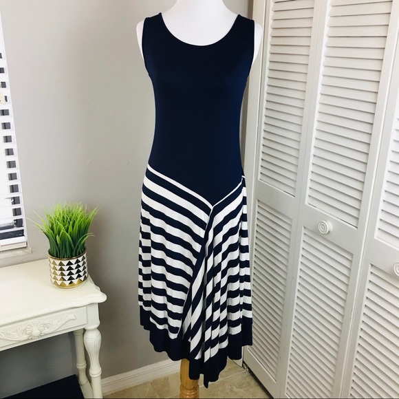 Spense Dresses & Skirts - Spense Blue and white stripe jersey knit dress
